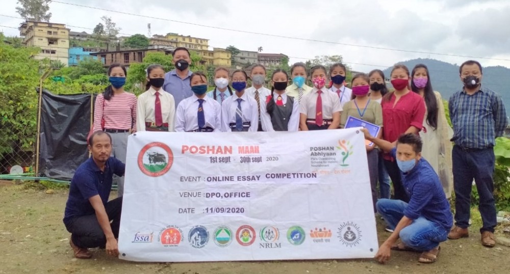 On the occasion of Poshan Maah celebration organised by Mon District Convergence Action Plan Committee, an essay competition was conducted at District Programme Office Mon (Poshan maah) on the topic ‘As a woman, what would you like to see in today society?’ on September 11. Altogether 14 schools participated in the programme. N Niangmai Konyak from John's Higher Secondary School Mon bagged the first position, Ajat Salim WC from Christ King School Mon bagged the second position and Lipan N from Little Flower School, Mon won the third position. (DIPR Photo) 